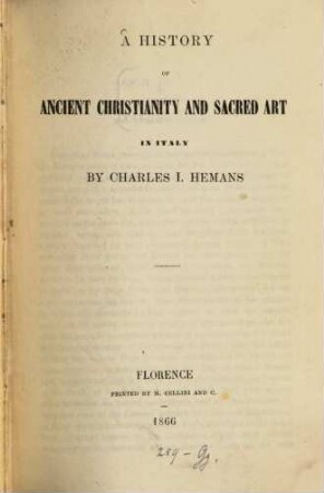 A History of Ancient Christianity and Sacred Art in Italy