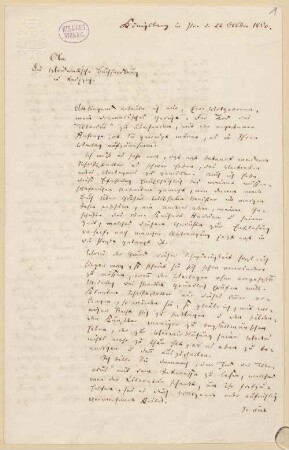 Ferdinand Gregorovius (1821-1891) Autographen: Briefe, Karten an verschiedene Empfänger und eine Manuskriptentwurf - BSB Autogr. Gregorovius, Ferdinand
