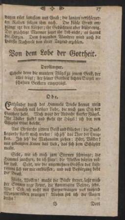 Von dem Lobe der Gottheit