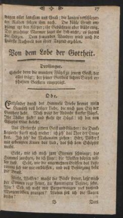 Von dem Lobe der Gottheit