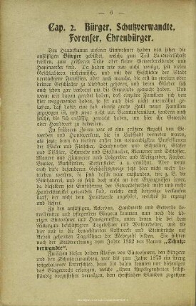Cap. 2. Bürger, Schutzverwandte, Forenser, Ehrenbürger
