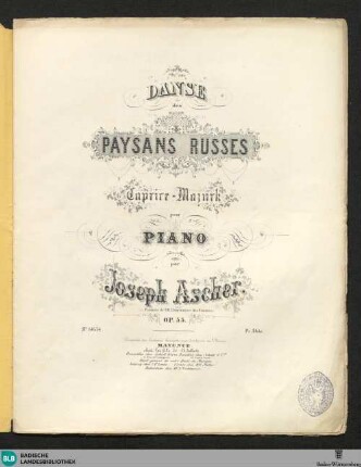 Danse des paysans russes : Caprice-Mazurk pour piano; op. 55