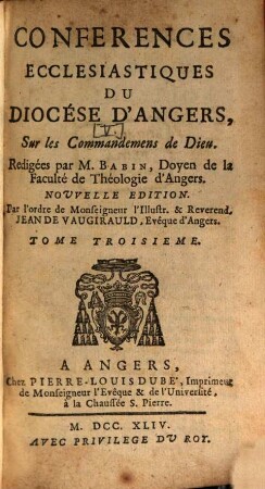 Conférences Ecclésiastiques Du Diocese D'Angers, [5,]3. Sur les Commandemens de Dieu