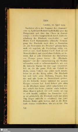 XXV. London, im April 1919