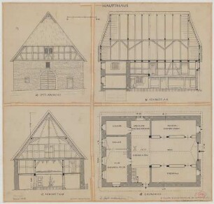Schmidehausen [Schmidthausen] (Kreis Altena): Hof Rinschen. Haupthaus (Grundriss, Ansicht, Schnitt)