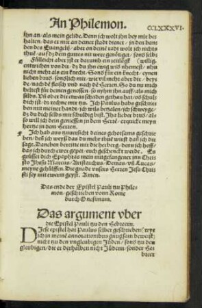 Das argument uber die Epistel Pauli tzu den Hebreern.