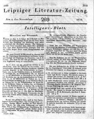 1815-11-04 : 269. Stück [Intelligenz-Blatt]