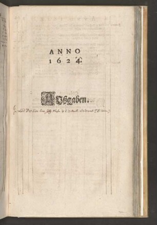 Anno 1624. Außgaben.