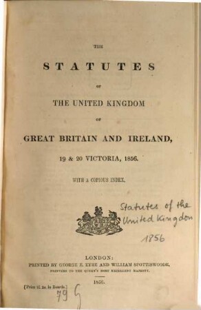 The statutes of the United Kingdom of Great Britain and Ireland. 1856, 1856