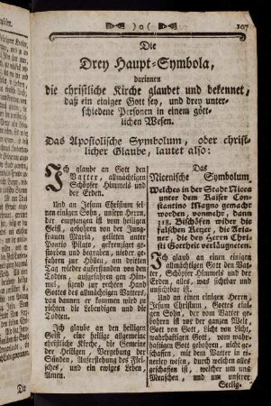 107-109, Die Drey Haupt-Symbola