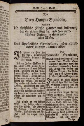 107-109, Die Drey Haupt-Symbola