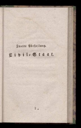 Zweite Abtheilung. Civil=Staat.