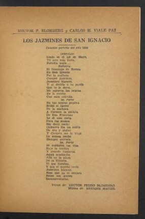 Las jazmines de San Ignacio : Canción porteña del año 1840