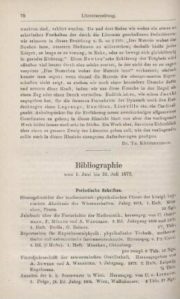Bibliographie vom 1. Juni bis 31. Juli 1872.