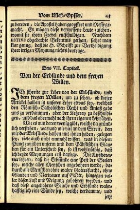 Das VII. Capitel. Von der Erbsünde und dem freyen Willen.