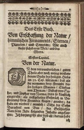 Erstes Capitel. Von der Natur.