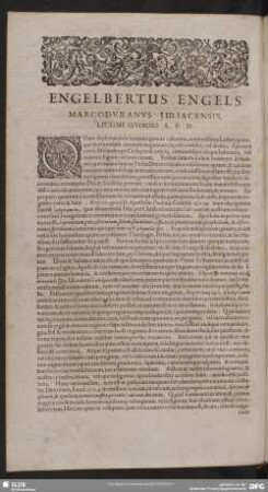 Engelbertus Engels Marcoduranus Juliacensis, Lectori Studioso