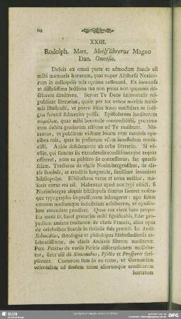 XXIII. Rodolph. Mart. Meelführerus Magno Dan. Omeisio