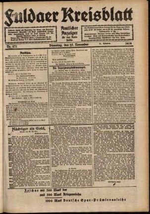 Ausgabe vom Dienstag, den 25. November 1919.