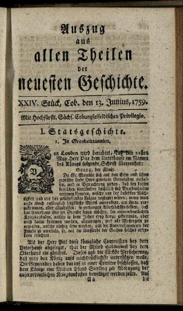 XXIV. Stück, Cob. den 13. Junius, 1759.