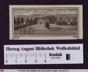 Ansicht eines englischen Herrenhauses in Parkanlage von Ferne