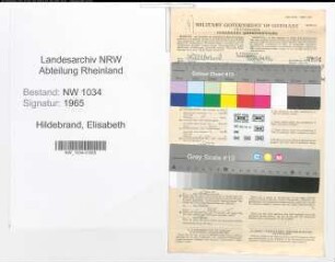 Entnazifizierung Elisabeth Hildebrand , geb. 23.06.1912 ()