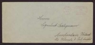 Briefumschlag der Soncino-Gesellschaft, adressiert an Sigmund Seeligmann (1873-1940)