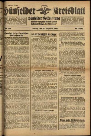 Ausgabe vom Freitag, den 27. Dezember 1940.