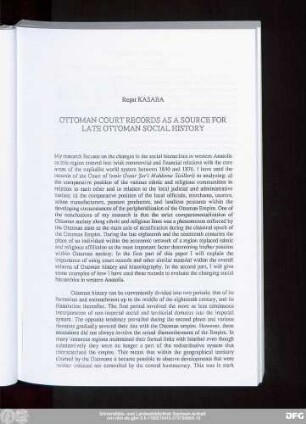 Reşat Kasaba Ottoman Court Records As A Source For Late Ottoman Social History