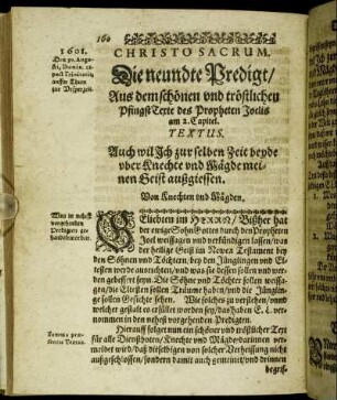 Die neundte Predigt/ [...] - Die zehende Predigt/ [...]