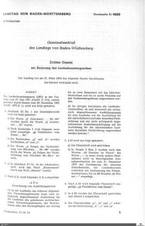 Gesetzesänderung Landesbeamtengesetz