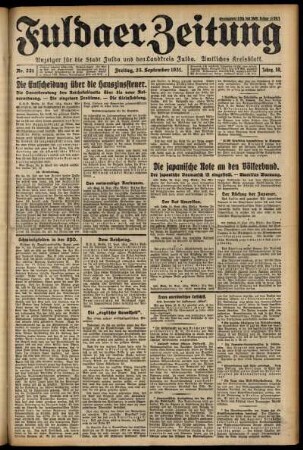 Erste Ausgabe vom Freitag, den 25. September 1931.