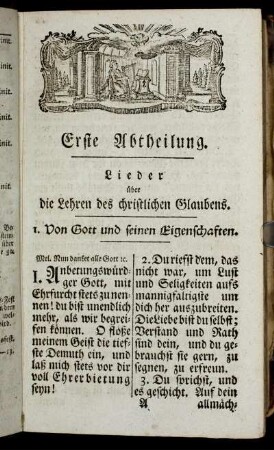 Erste Abtheilung. Lieder über die Lehren des christlichen Glaubens.
