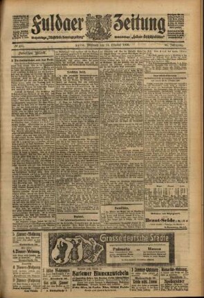 Zweite Ausgabe vom Mittwoch, den 13. Oktober 1909.