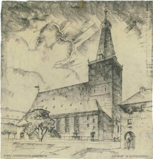 Bestelmeyer, German; Nürnberg (Bayern); Ev. Friedenskirche St. Johannes - Mappe 2: Perspektive