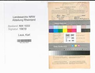 Entnazifizierung Karl Laus , geb. 21.03.1915 (Weber)