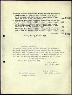 Quittung; Zeichnungen Tiryns V (2)