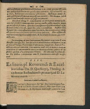 XIII. Ex literis pl. Revernedi ... D. Quistorpii ...