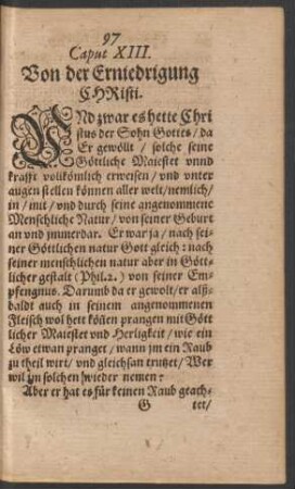 Caput XIII. Von der Erniedrigung Christi.