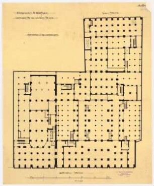 Warenhaus Wertheim, Leipziger Straße, Berlin 2. Bauabschnitt, Erweiterungsbau Leipziger- bzw. Voßstraße: Grundriss UG, 1:250