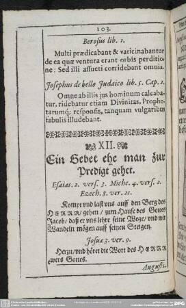 XII. Ein Gebet ehe man zur Predigt gehet