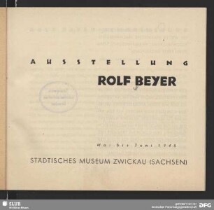 Rolf Beyer : Ausstellung, Mai bis Juni 1948