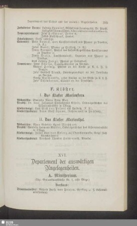 XVI. Departement der auswärtigen Angelegenheiten