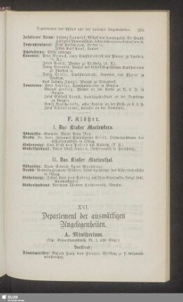 XVI. Departement der auswärtigen Angelegenheiten