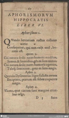 Liber VI. Aphorismus I.