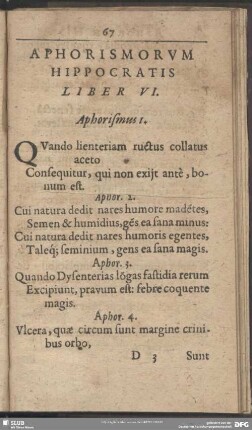 Liber VI. Aphorismus I.