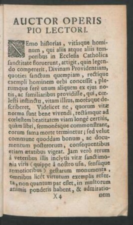 Auctor Operis Pio Lectori