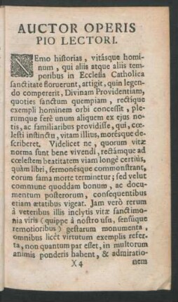 Auctor Operis Pio Lectori