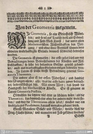 Von der Geometria insgemein.