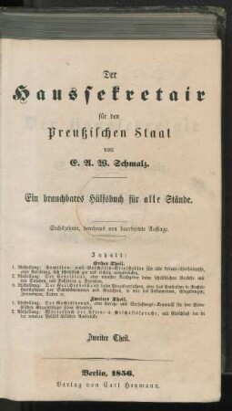 Theil 2: Der Haussekretair für den Preussischen Staat